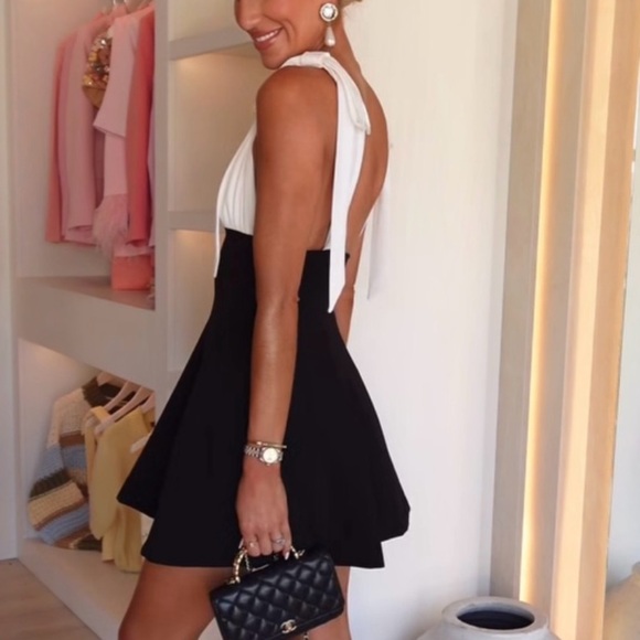 Zara Combination Bow Short Dress Black and White NWT - Picture 6 of 8